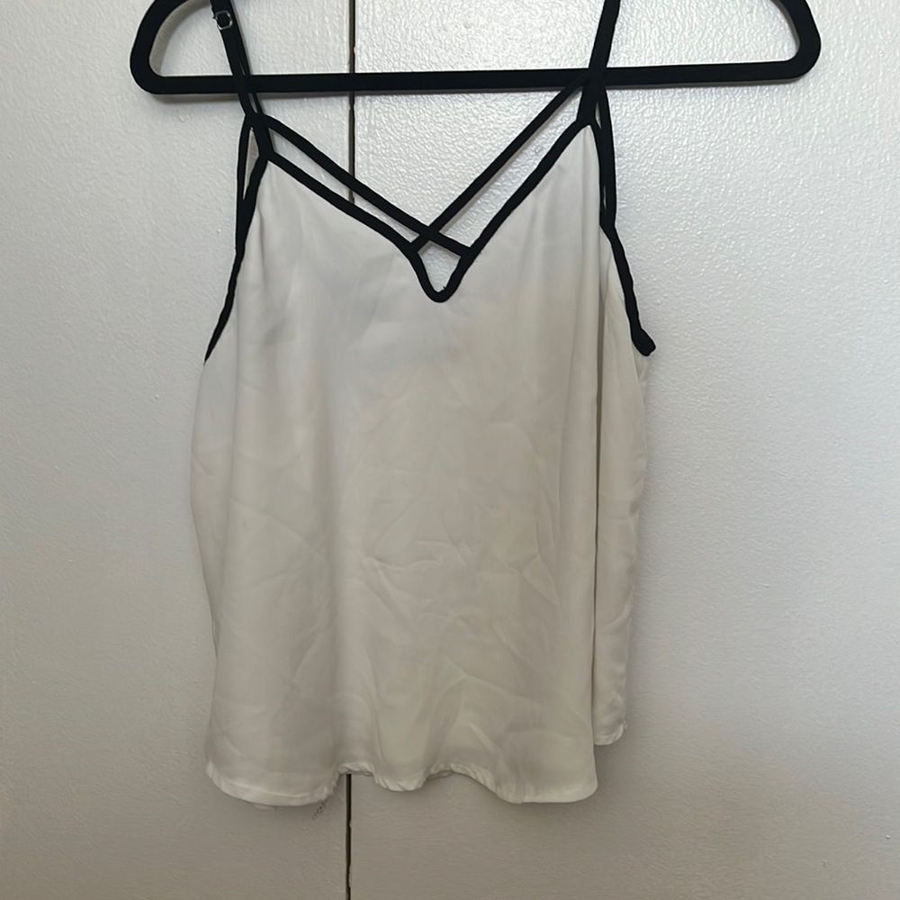 Brandy Melville white tank with black cross front